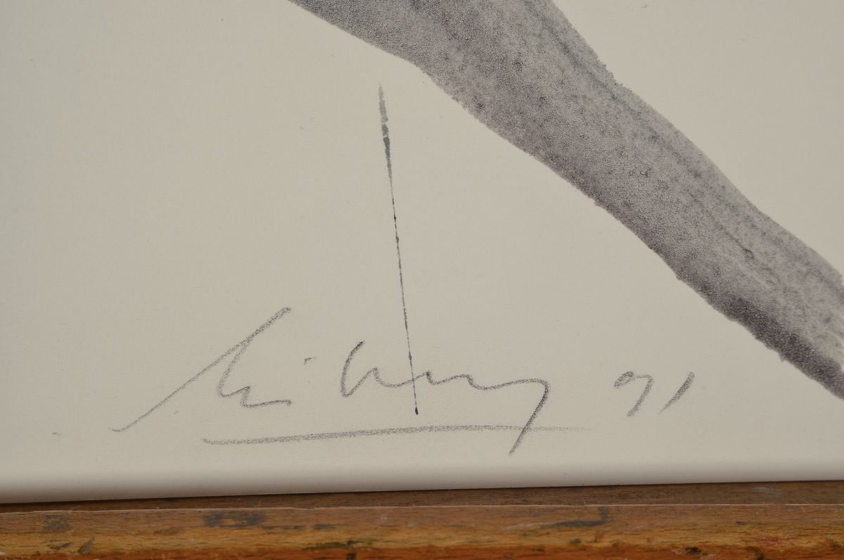 Detail a: Helge Leiberg, geb. 1954, Aquarell/Papier, sign., dat. 91, leichte Flecken und Knicke zusehen, ca. 60x48 cm