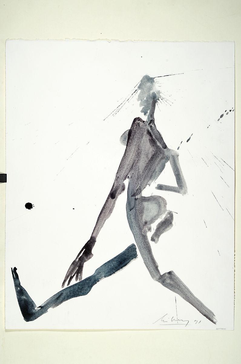 Detail k: Helge Leiberg, geb. 1954, Aquarell/Papier, sign., dat. 91, leichte Flecken und Knicke zusehen, ca. 60x48 cm