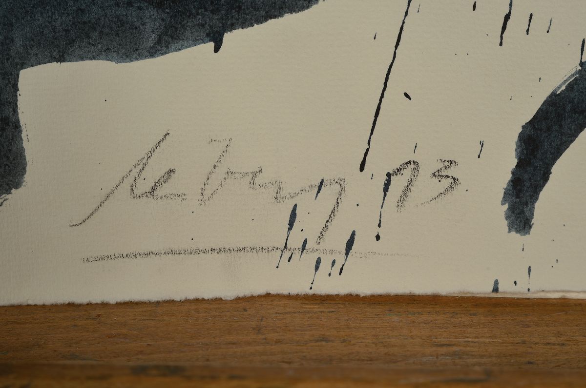 Detail a: Helge Leiberg, geb. 1954, Aquarell auf dünnem Papier, sign., dat. ca. 80x52 cm , flecke und Risse zusehen