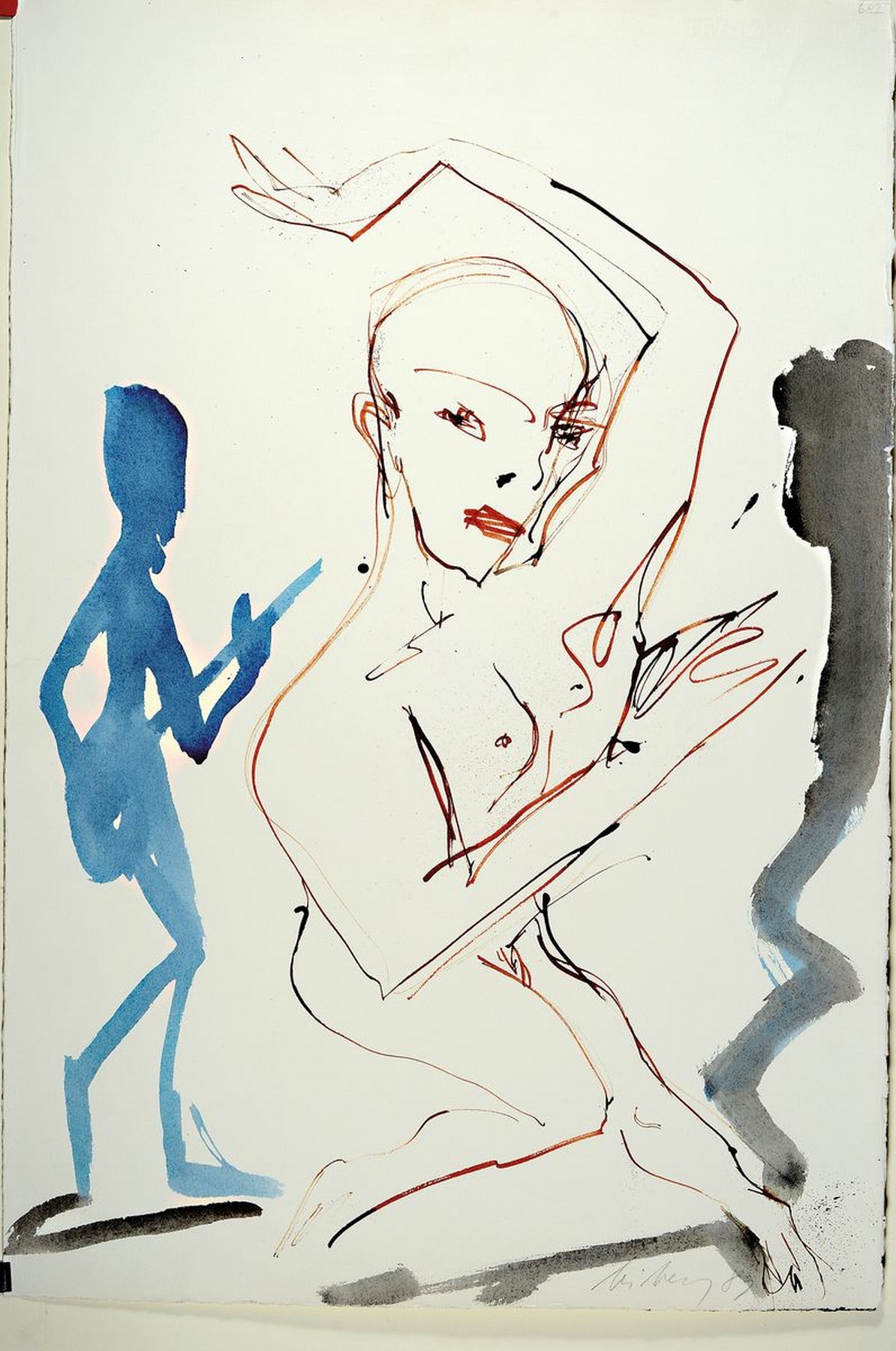 Detail k: Helge Leiberg, geb. 1954, Aquarell auf Papier, sign., dat., leichte Flecken und knicke zusehen, ca. 80x54 cm