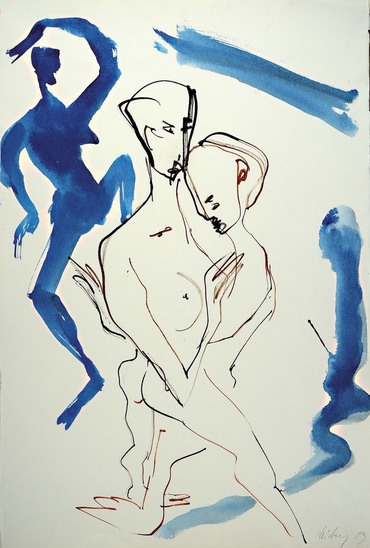Helge Leiberg, geb. 1954, Aquarell auf Papier, sign., dat., ca. 80x55 cm, leichte Flecken und Risse zusehen