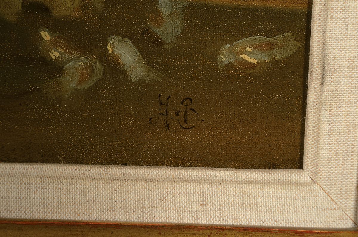 Detail a: August von Bayer, badischer Hofmaler und Konservator, 1803 Rorschbach - 1875 Karlsruhe, Klosterhof mit Ordensfrauen, feine Lichtführung, re.u. ...