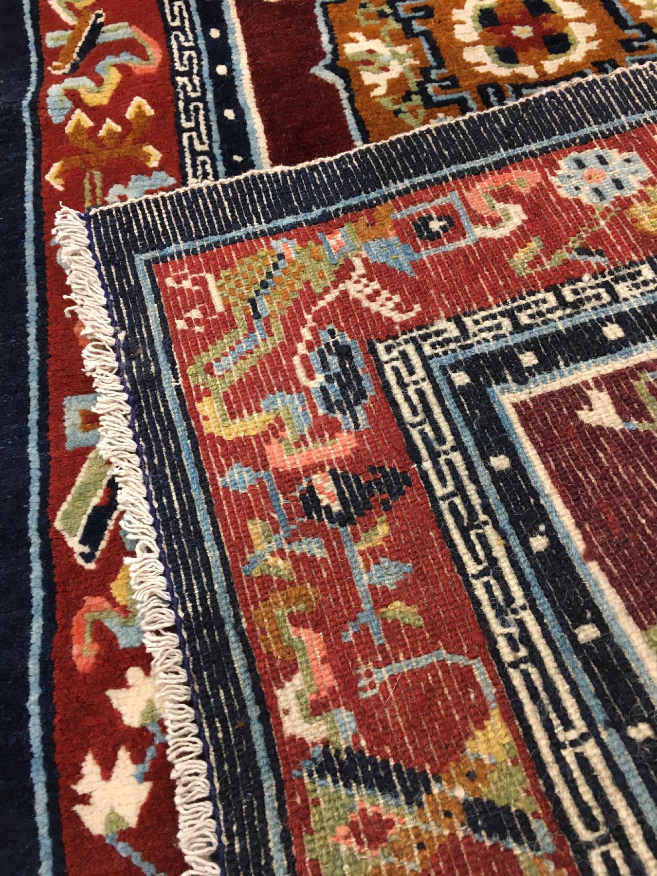 Detail h: Schigatse "Khaden-Meditationsteppich" alt, Südtibet, um 1920, Wolle geknüpft auf Wolle. Klassischer Khaden Meditierteppich mit ...