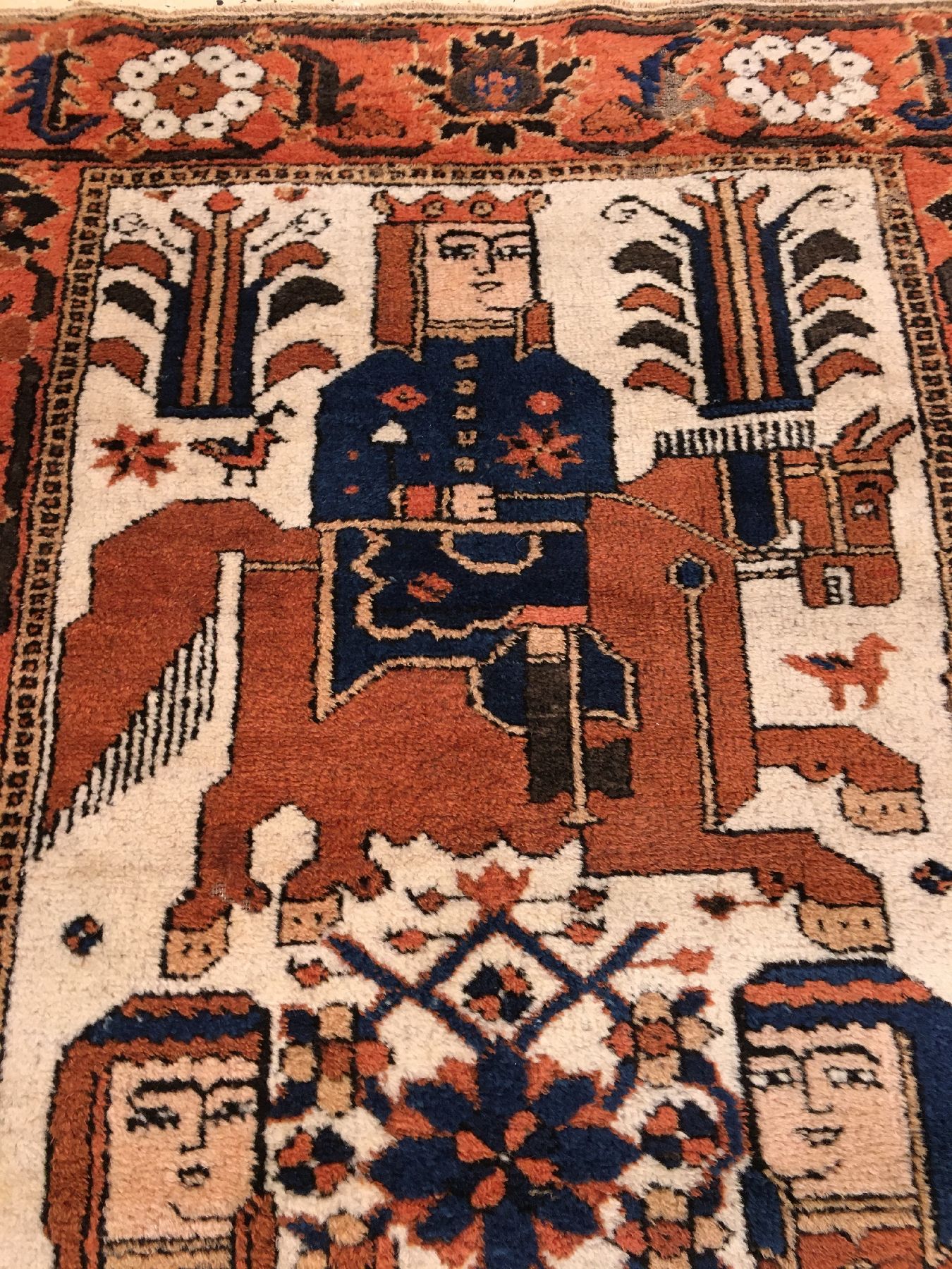 Detail c: Ferdows Belutsch "Bildteppich" antik (Khosrow & Shirin), Nordostpersien, 19.Jhd., Wolle geknüpft auf Baumwolle. Bekannter Bildteppich ...