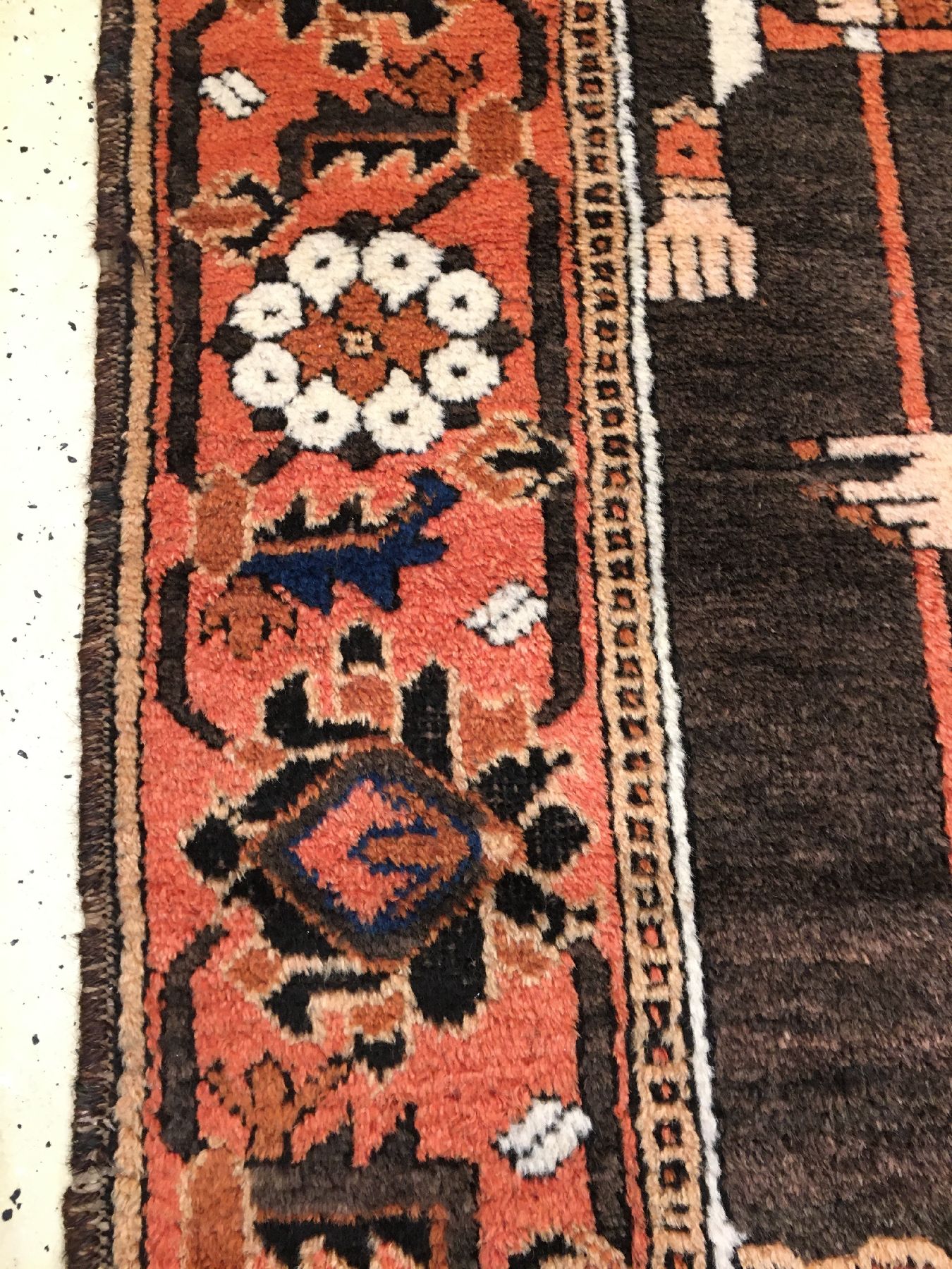 Detail e: Ferdows Belutsch "Bildteppich" antik (Khosrow & Shirin), Nordostpersien, 19.Jhd., Wolle geknüpft auf Baumwolle. Bekannter Bildteppich ...