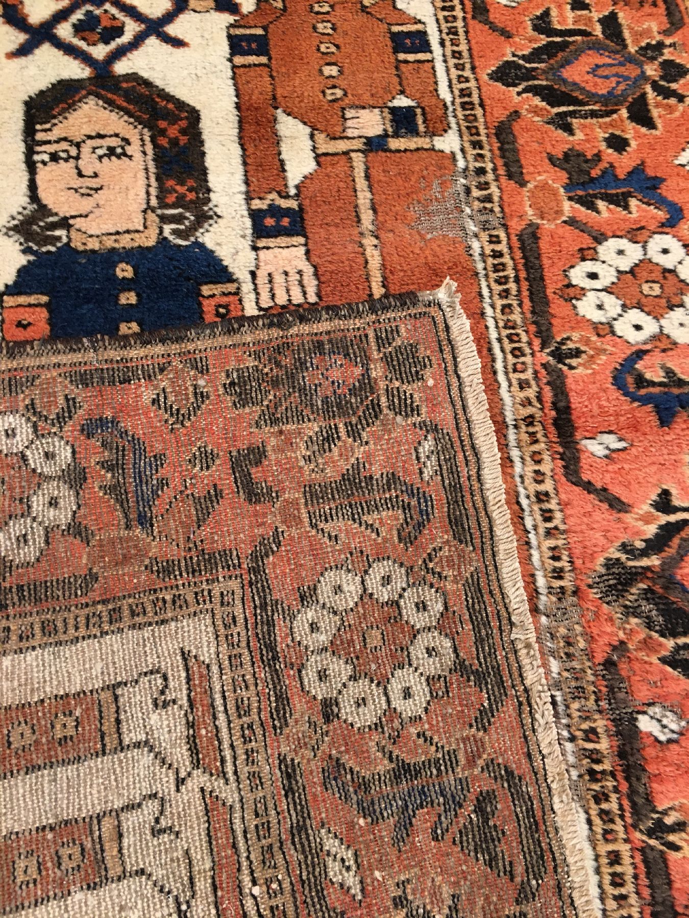 Detail h: Ferdows Belutsch "Bildteppich" antik (Khosrow & Shirin), Nordostpersien, 19.Jhd., Wolle geknüpft auf Baumwolle. Bekannter Bildteppich ...