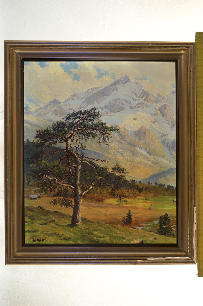 Detail k: Franz Wilhelm Bollhagen, 1881-1971, Einsamer Baum vor Alpspitze in Garmisch, Öl/Lwd, links unten signiert, ca. 60x50cm, R. ca. 68 x 58cm