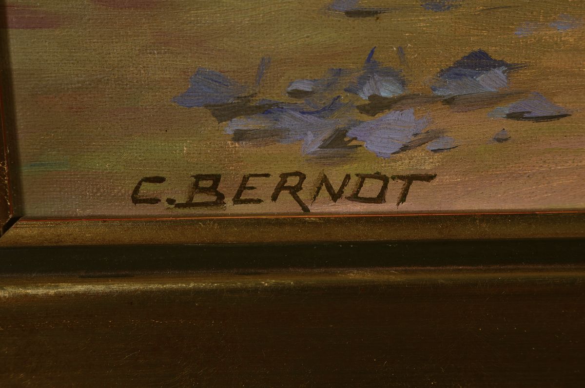 Detail a: Carl Berndt, 1878-1950, Stillleben mit Margeriten, Mohnblumen und Rittersporn, Öl/Lwd, links unten signiert, ca. 60x80cm, R. ca. 76x97cm