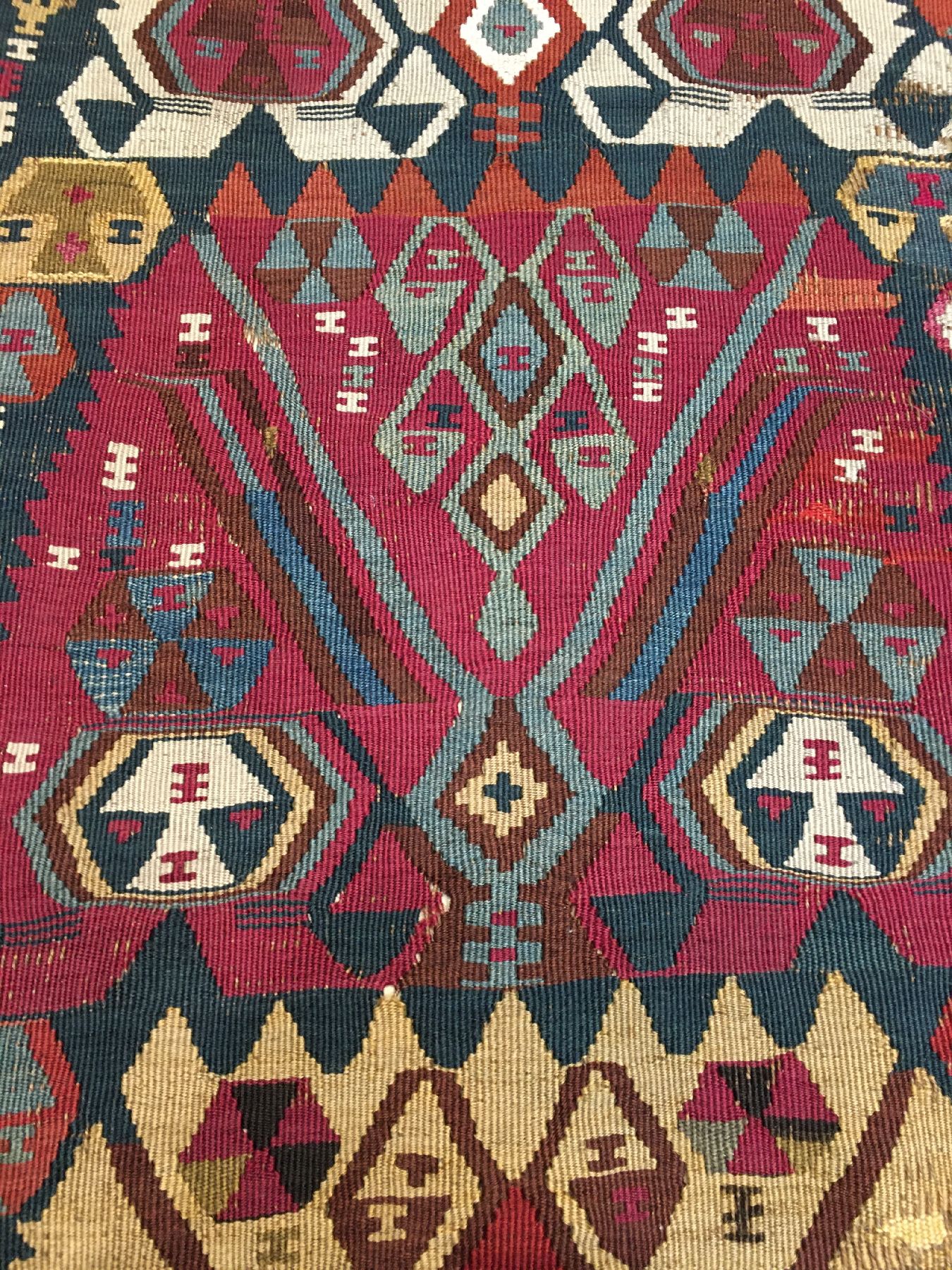 Detail d: Seltener Nordostanatolischer "Kelim" antik, Nordostanatolien Kagizman, 19.Jhd., Wolle gewebt auf Wolle. Nordostanatolischer Kelim mit ...
