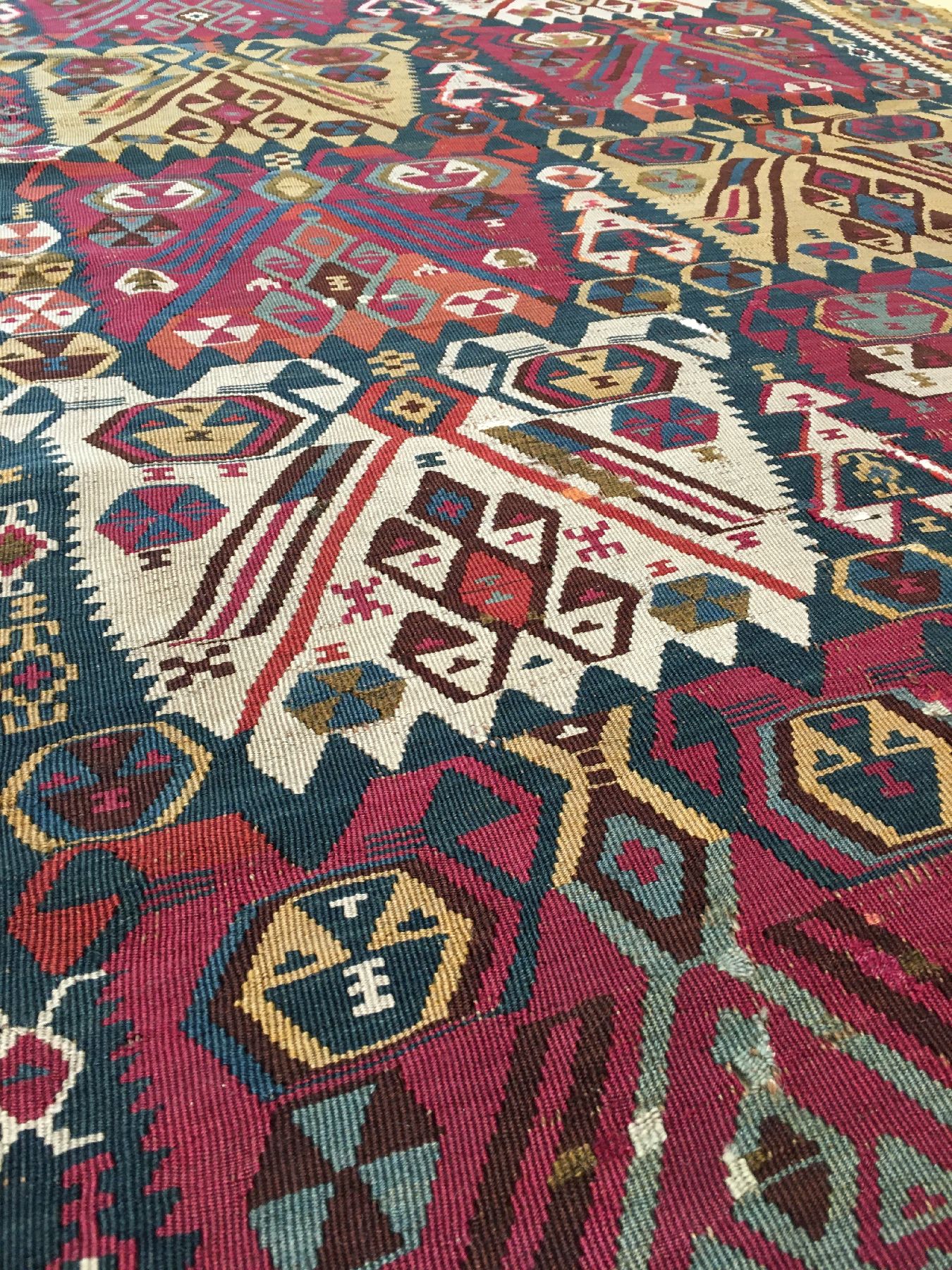 Detail e: Seltener Nordostanatolischer "Kelim" antik, Nordostanatolien Kagizman, 19.Jhd., Wolle gewebt auf Wolle. Nordostanatolischer Kelim mit ...