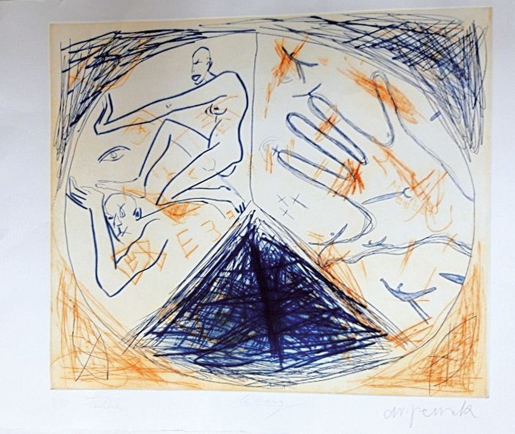 A.R. Penck, 1939 Dresden-2017 Zürich, "Member", in Zusammenarbeit mit Helga Leiberg, Frank Breidenbuch, Radierung, handsign., num. 9/30, ...