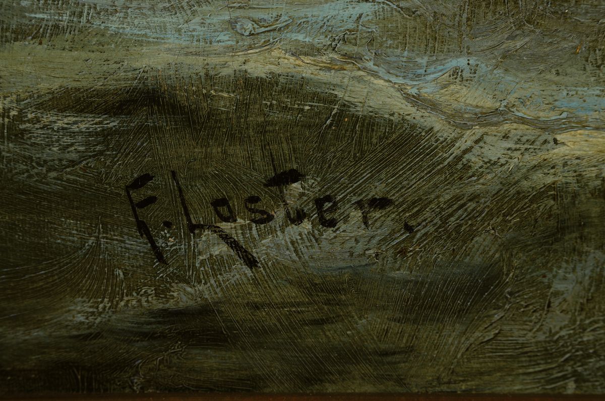Detail a: E. Loster, wohl britischer Maler, 2. Hälfte 19. Jh., Fischerboote auf See, Öl/Lwd restauriert, li. unten signiert, ca. 60 x 112 cm bzw. 96 x 152 ...