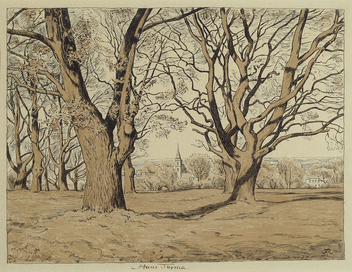 Hans Thoma, 1839 Oberlehen - 1924 Karlsruhe, Lithographie, Oberwesel 1894, mittig mit Tusche handsigniert, in der Platte bezeichnet und dat., unter ...
