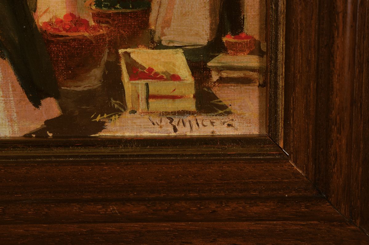 Detail c: W.Ralicek, wohl polnischer Maler, 20. Jh., zwei Pendants, sommerliche Marktszenen, beide re. unten signiert, Öl/Lwd/Holz, ca. 13 x 16.5cm, passende ...