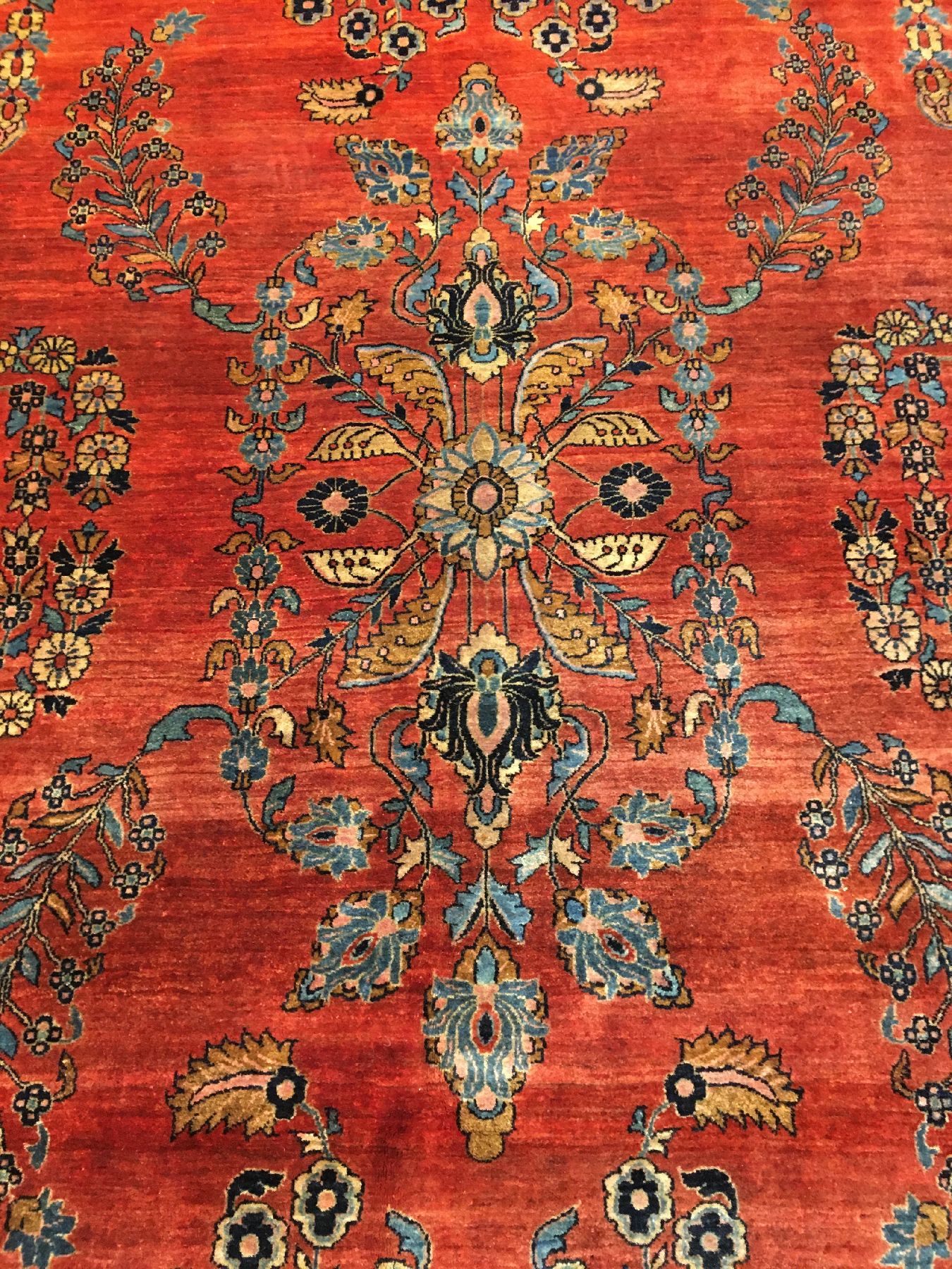 Detail d: Feiner großer Sarogh-Mohajeran "Telifian" (US Re-Import) antik (Signiert), Westpersien, Ende 19.Jhd., Korkwolle geknüpft auf ...