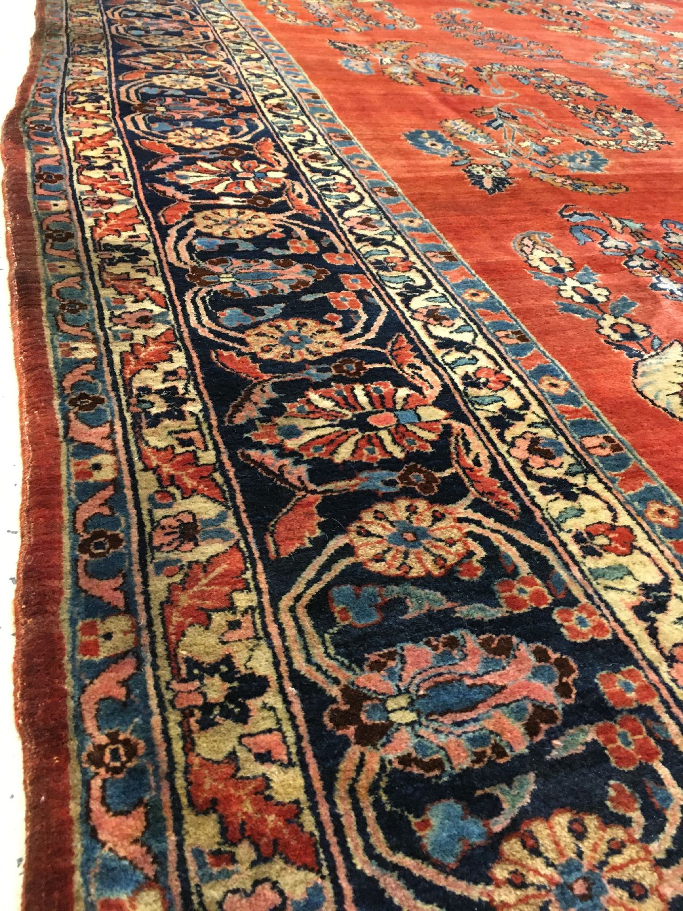 Detail f: Feiner großer Sarogh-Mohajeran "Telifian" (US Re-Import) antik (Signiert), Westpersien, Ende 19.Jhd., Korkwolle geknüpft auf ...