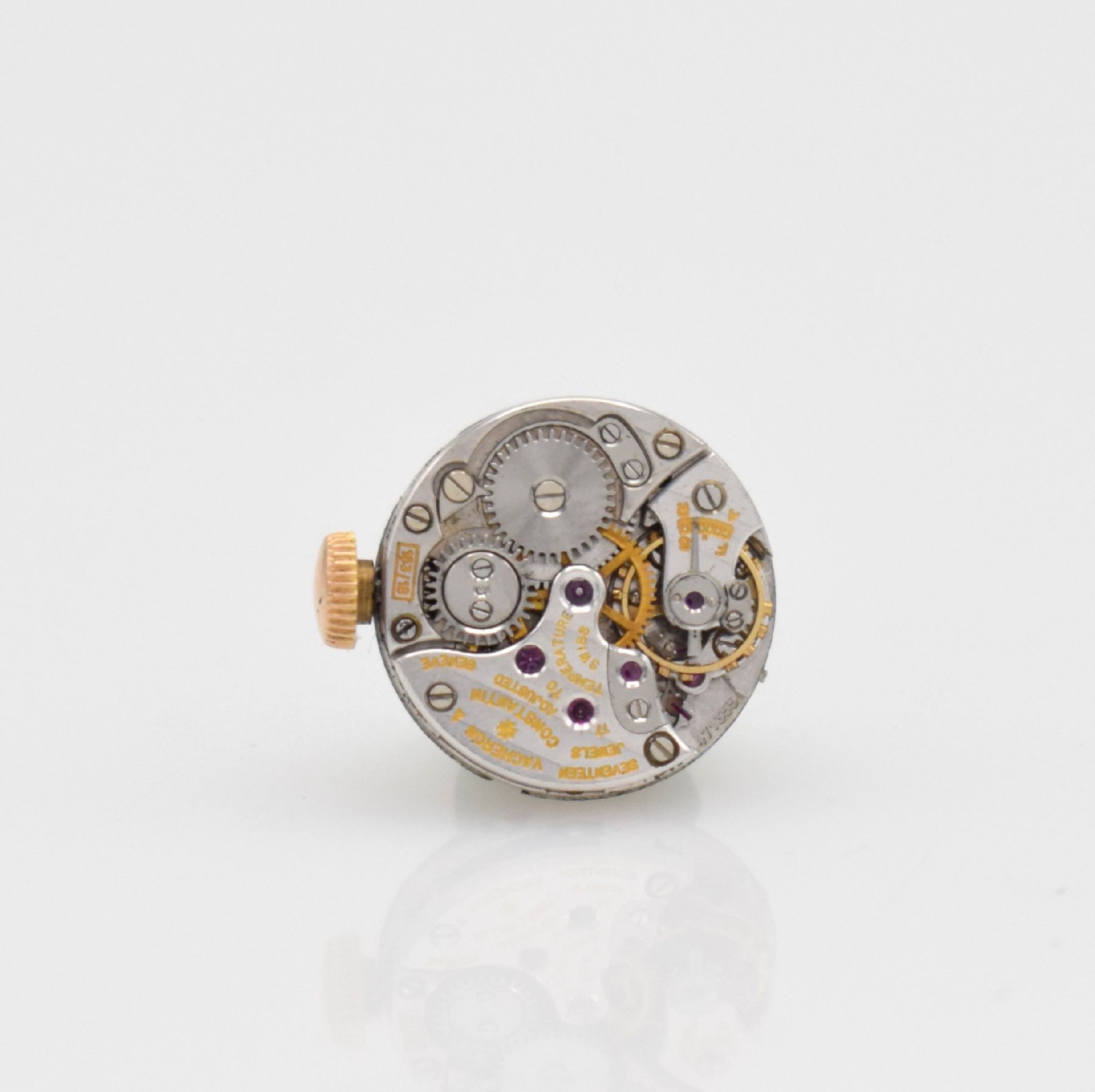 Detail d: VACHERON CONSTANTIN feine Damenarmbanduhr in RG 750/000, Handaufzug, Schweiz um 1950, 2- teil. Geh., Boden aufgedr., integr. Flechtband, ...