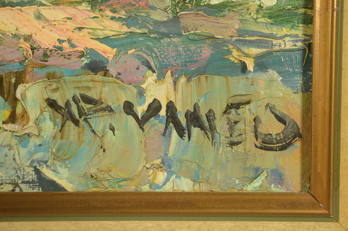 Detail a: Walter Prescher van Ed, 1916 Dresden-1988 Wiesbaden, Frühling in Rosporden (F), so rückseitig betitelt, Öl/Lwd, signiert, ca. 80x40cm, R. ca. ...