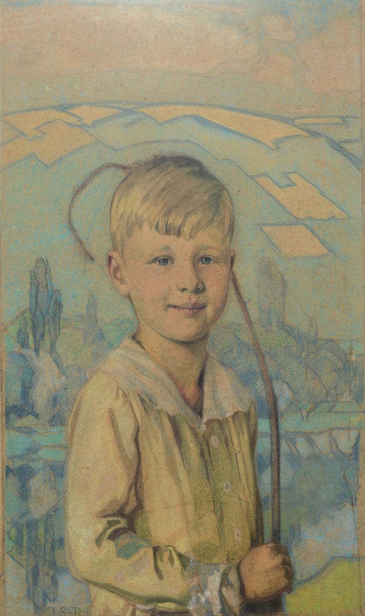 Otto Sohn-Rethel, 1877 Düsseldorf-1949 Anacapri, Studium in Düsseldorf, Worpswede, Paris und Rom, hier: Porträt eines Jungen mit Peitsche, Pastell ...