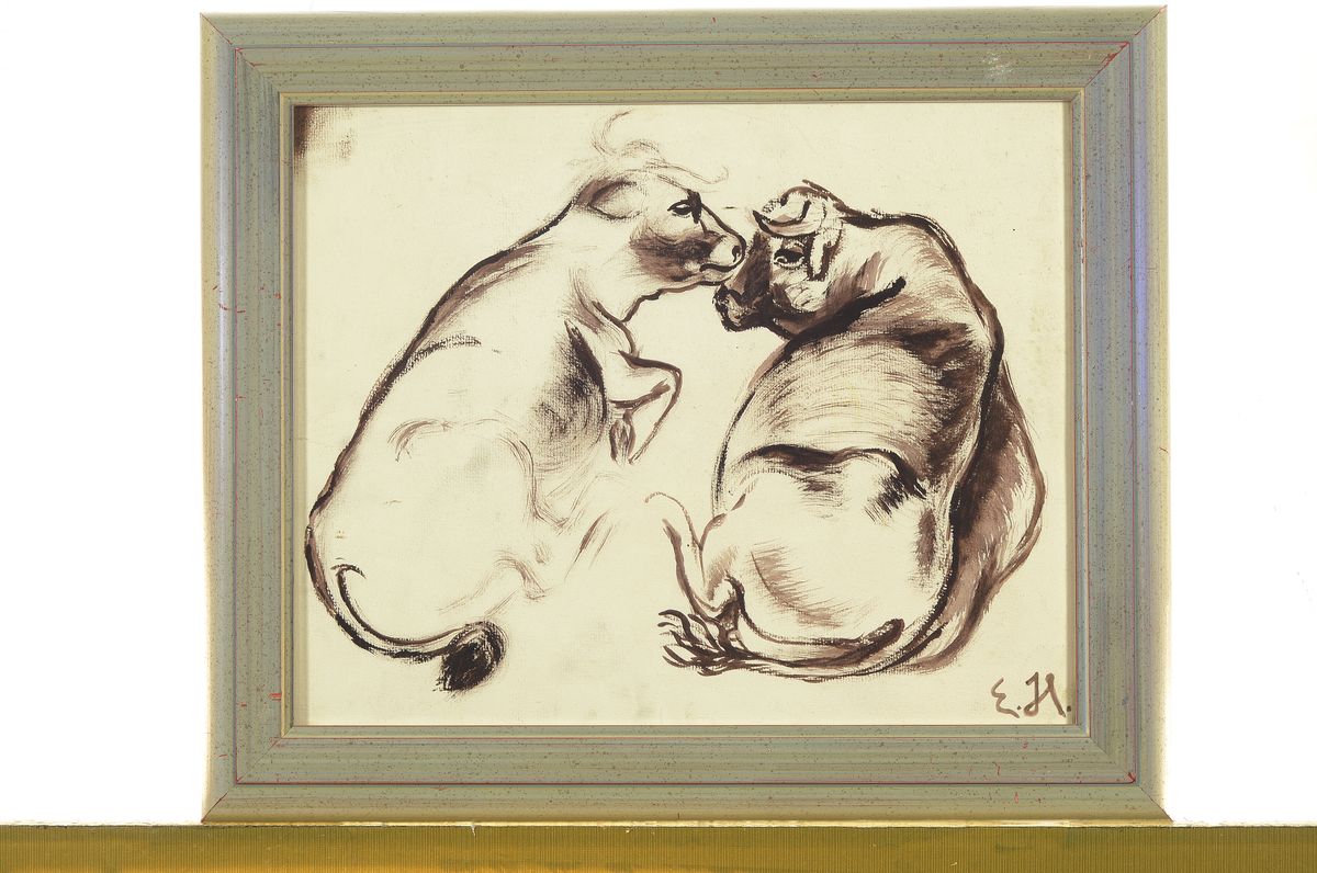 Detail k: Emanuel Hegenbarth, 1868 Böhmisch-Kamnitz-1923Dresden, Studium an der Akademie München bei Heinrich von Zügel, heiratete 1902 dessen Tochter und ...