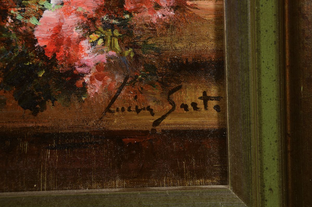 Detail a: Lucia Sarto, geb. 1950 Porporetto bei Udine,Stillleben mit Rosen, Musiknoten und Klarinette, Öl/Lwd, rechts unten signiert, ca. 30x40cm, R. ca. ...