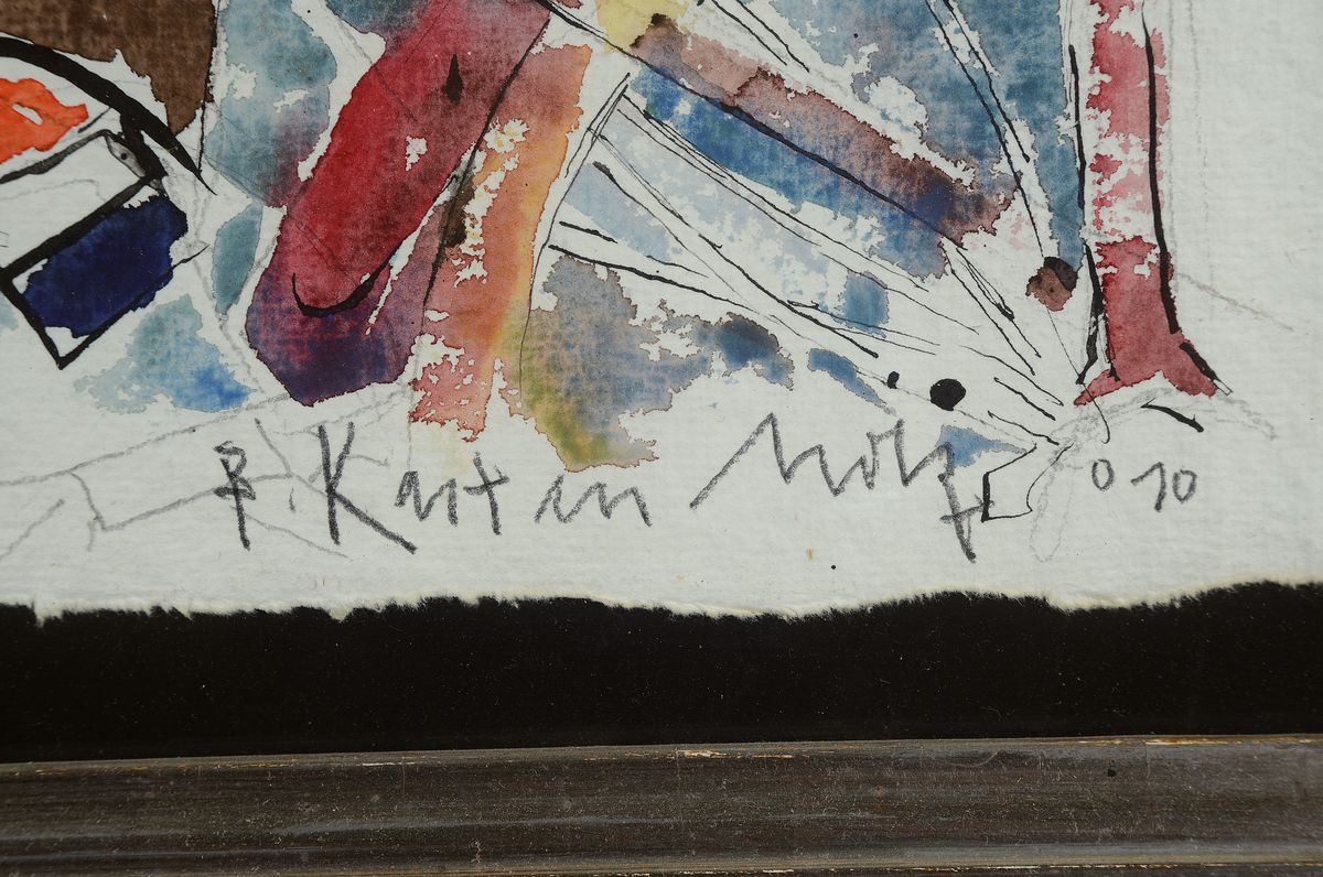 Detail a: Bernd Kastenholz, geb. 1949 Speyer, Studium an der Akademie Stuttgart, hier: Aquarell über Tusche auf Büttenpapier, rechts unten signiert und dat. ...