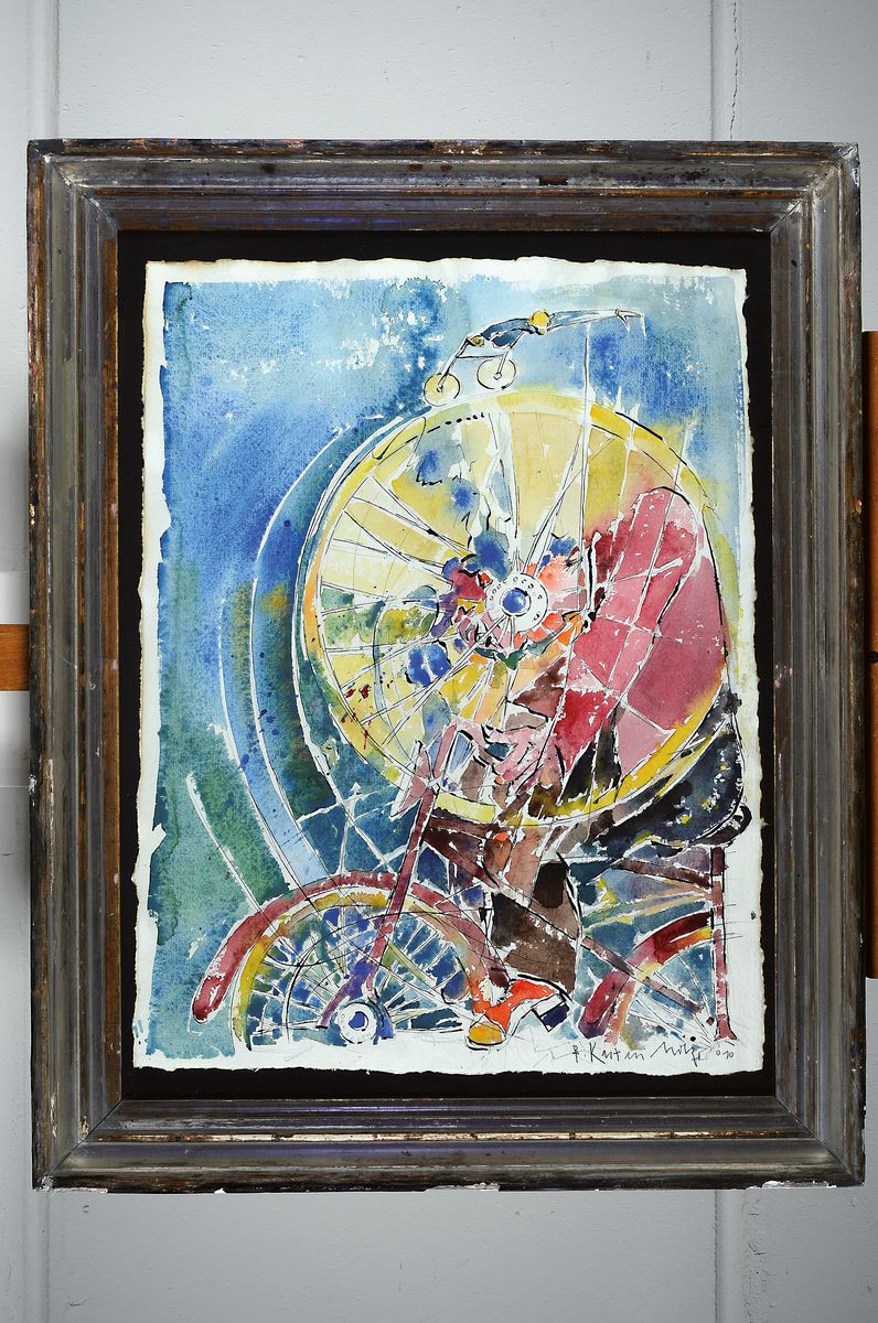 Detail k: Bernd Kastenholz, geb. 1949 Speyer, Studium an der Akademie Stuttgart, hier: Aquarell über Tusche auf Büttenpapier, rechts unten signiert und dat. ...