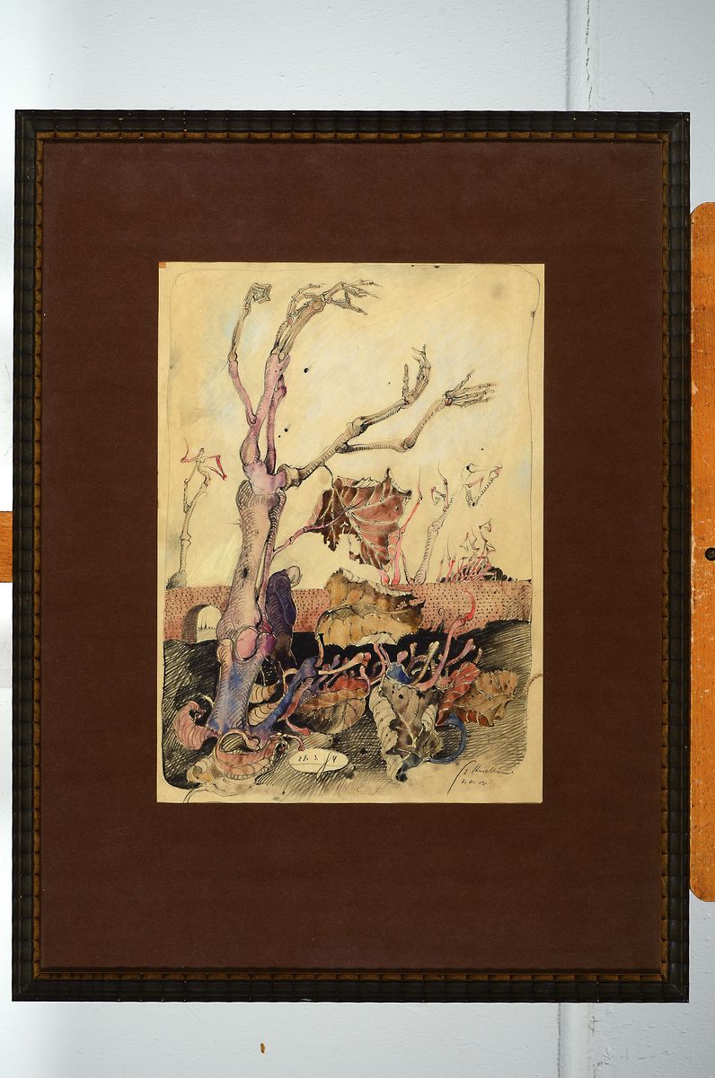 Detail k: Gizela Hudler, geb. 1934, Aquarell über Bleistift auf Papier, signiert, dat. 13, ca. 38x26cm, u.Gl., R.