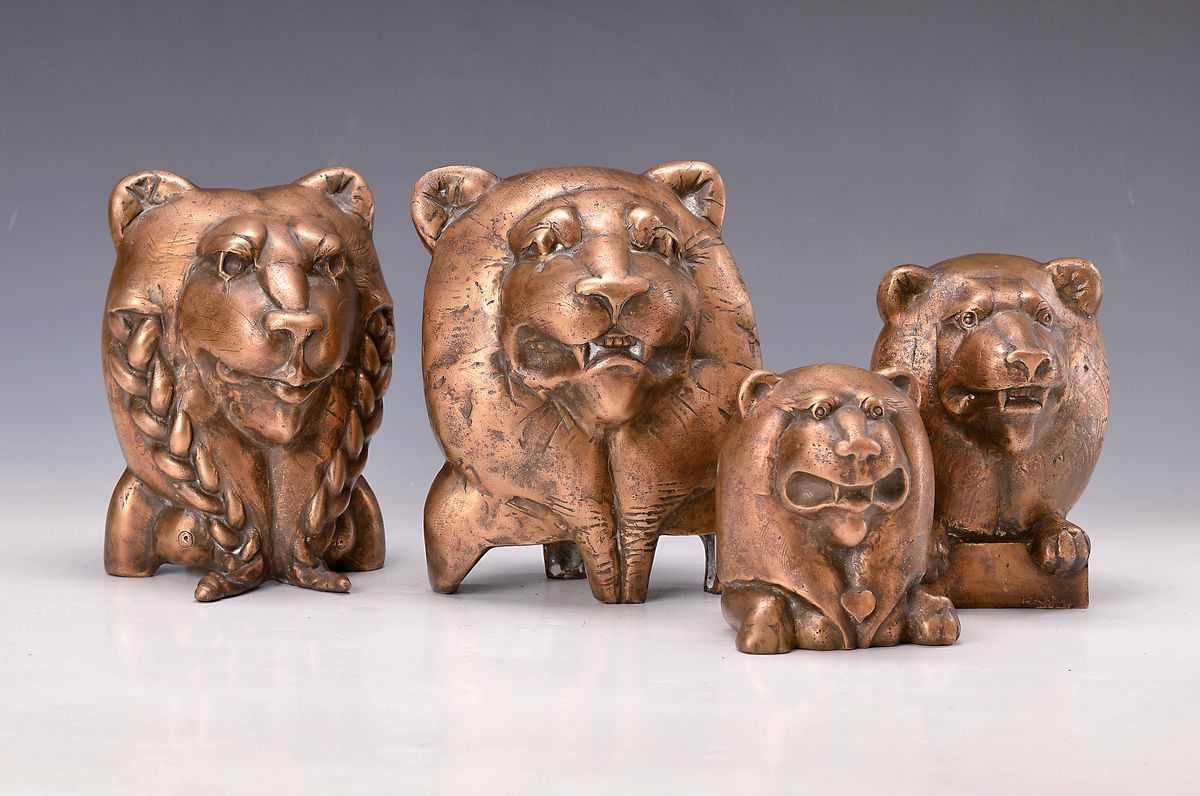 Detail k: Gernot Rumpf, geb. 1941 Kaiserslautern, Löwen-Vater, Bronzeskulptur, datiert AD 2003, signiert, bez. EA, Monogramm, ca. 20 x 16 cm, ein Teil aus der ...