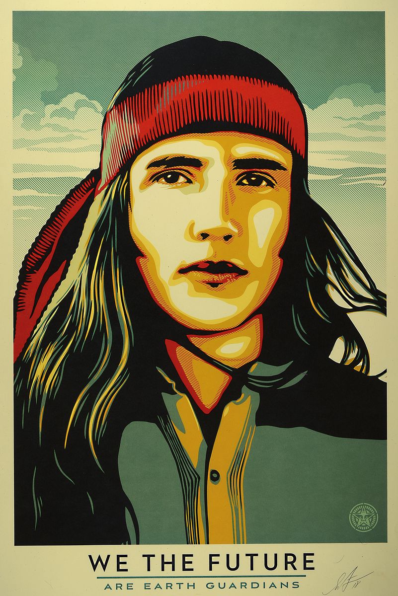 Shepard Fairey, geb. 1970, aus der Serie "We The Furture" " Are Earth Guardians", Offsetlitho, handsigniert und dat. 18, 91 x 61 ...