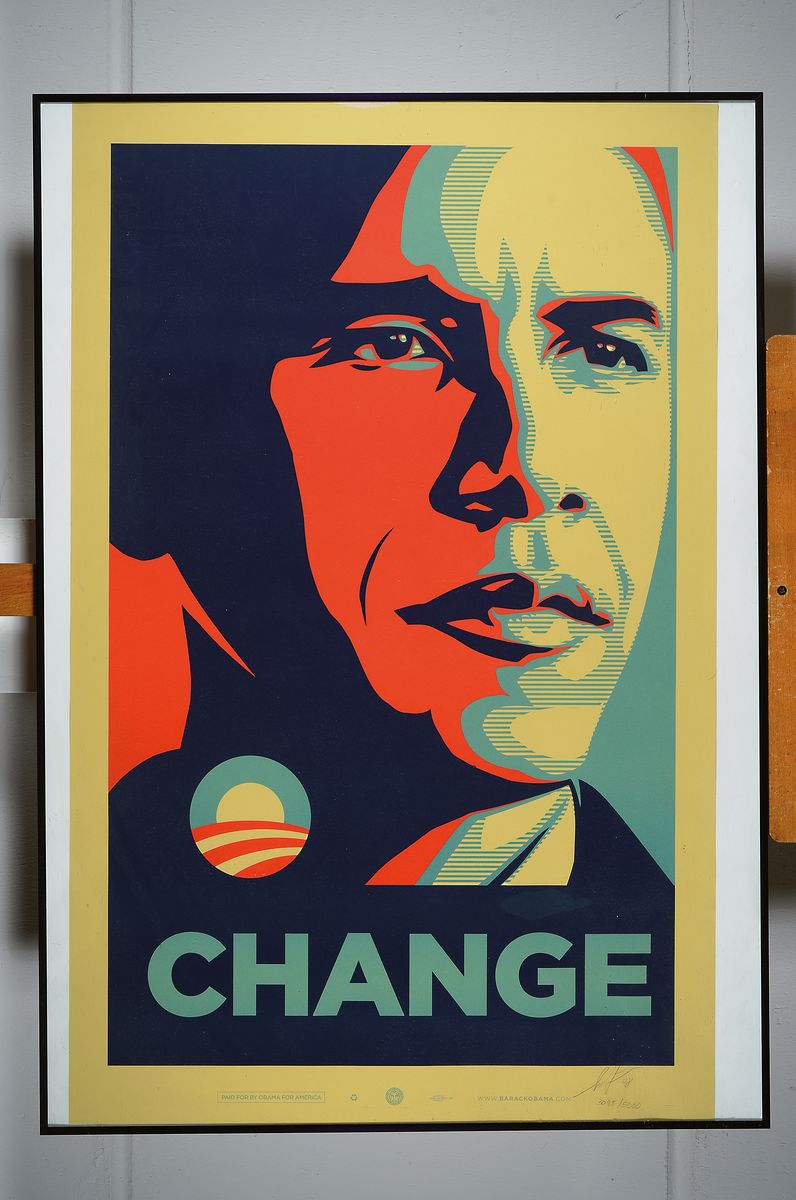 Detail k: Shepard Fairey, geb. 1970, Siebdruck, "Change", handsigniert und dat. 08, num. 3085/5000, 91 x 61 cm