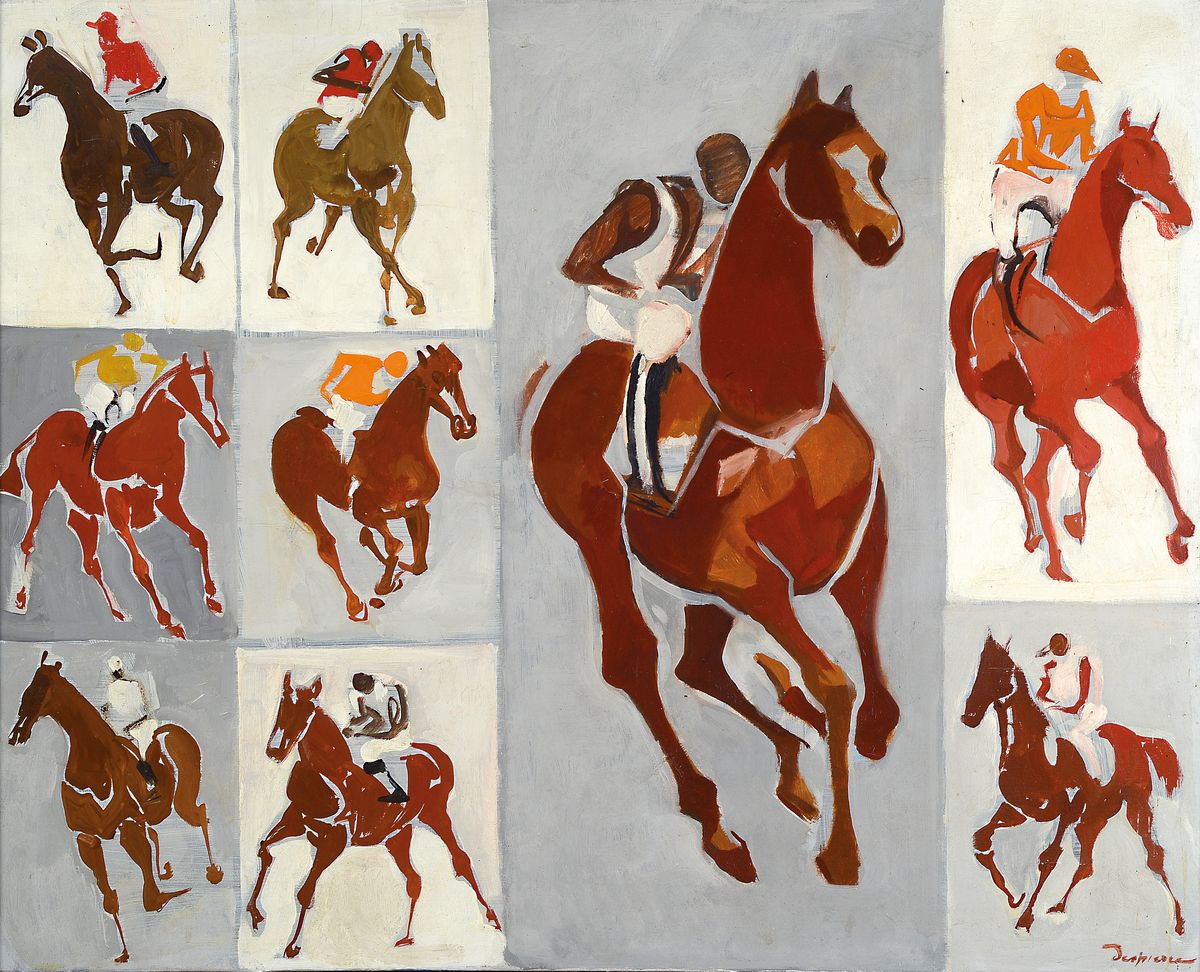 Jacques Despierre, 1912 Saint Etienne - 1995 Paris, französischer Maler, 9 Pferdedarstellungen, rückseitig signiert und betitelt "9 ...