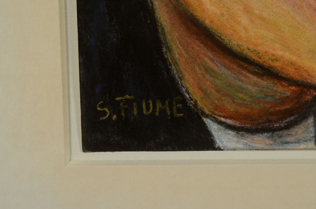 Detail a: Salvatore Fiume, Comiso 1915 - Canzo 1997, "Firelips", Pastell, handsigniert, ca. 26 x 34 cm, unter Glas, Rahmen, PP., ca. 62 x 50 cm, ...