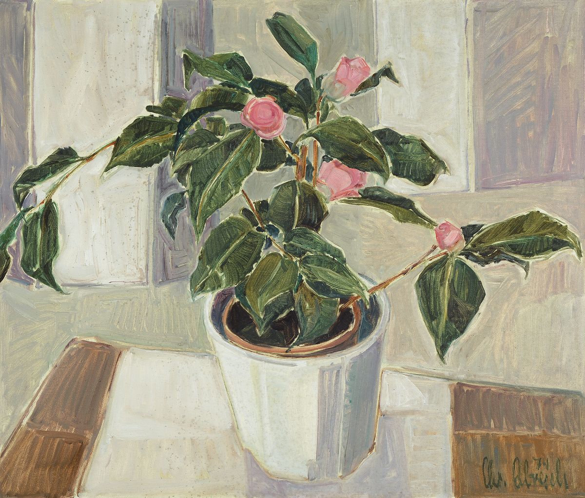 Christel Abresch, 1931 Sulzbach - 2011 Neustadt, Blumenstillleben, Öl/Lwd, signiert, dat. 74, 55 x 65 cm, Rahmen: 58 x 67 cm
