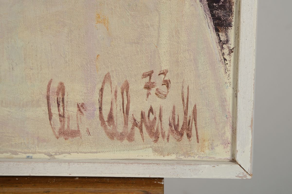 Detail a: Christel Abresch, 1931 Sulzbach - 2011, Neustadt, Stillleben, Öl/Lwd, signiert und dat. 73, ca. 80 x 65 cm, Rahmen: ca. 83 x 67 cm