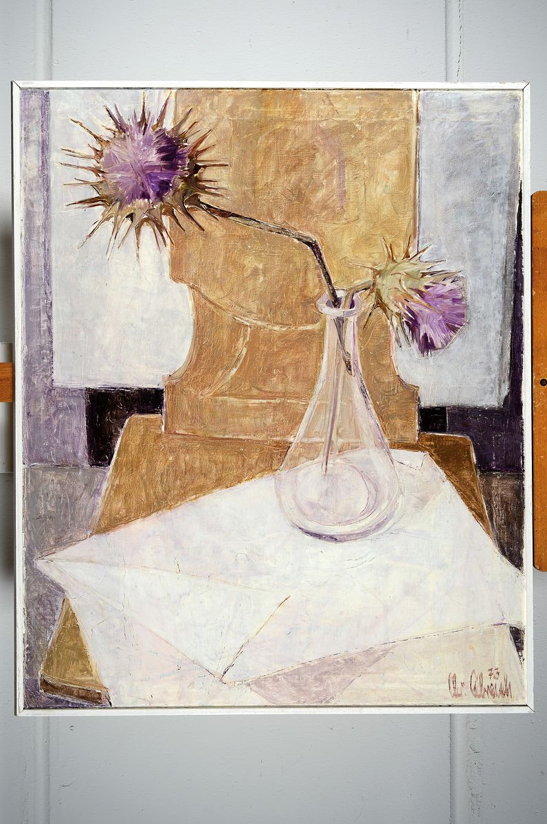 Detail k: Christel Abresch, 1931 Sulzbach - 2011, Neustadt, Stillleben, Öl/Lwd, signiert und dat. 73, ca. 80 x 65 cm, Rahmen: ca. 83 x 67 cm