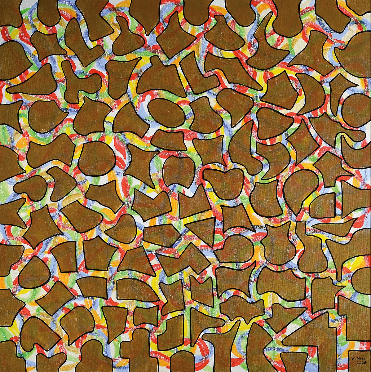 Karin Maas, geb. 1952, Messen und Ausstellungen im In-und Ausland, Hier: Arm und Reich, Acryl/Lwd, rechts unten sign., dat.2020, R. gesamt ca. 84x82 ...
