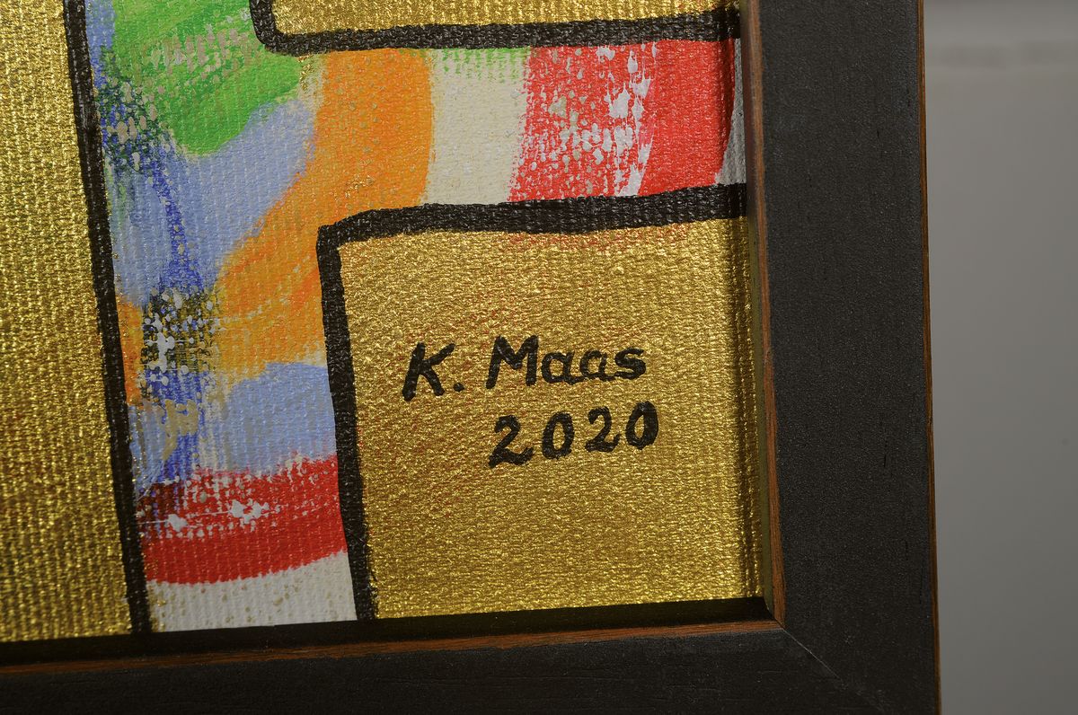 Detail a: Karin Maas, geb. 1952, Messen und Ausstellungen im In-und Ausland, Hier: Arm und Reich, Acryl/Lwd, rechts unten sign., dat.2020, R. gesamt ca. 84x82 ...