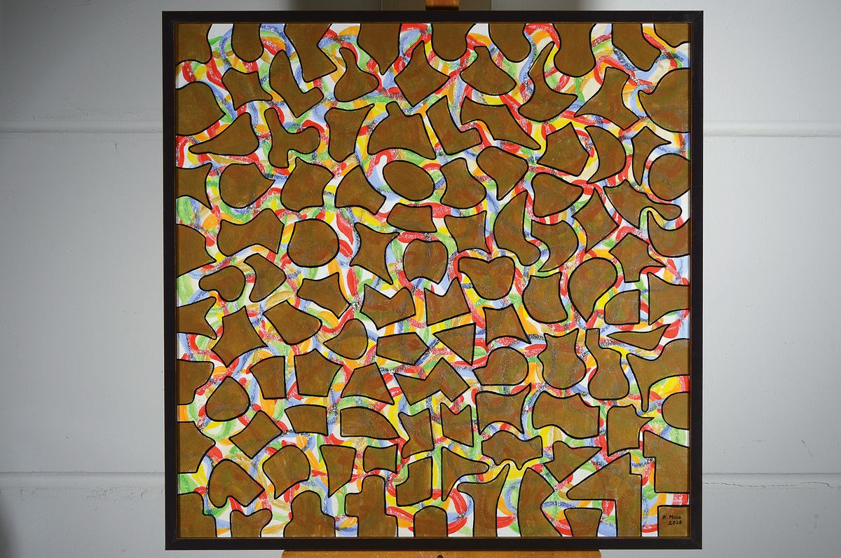 Detail k: Karin Maas, geb. 1952, Messen und Ausstellungen im In-und Ausland, Hier: Arm und Reich, Acryl/Lwd, rechts unten sign., dat.2020, R. gesamt ca. 84x82 ...