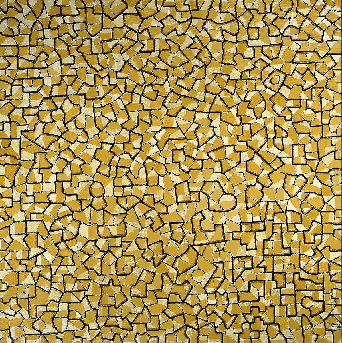 Karin Maas, geb. 1952, Messen und Ausstellungen im In-und Ausland, Hier: Es ist nicht alles Gold was glänzt , Acryl/Lwd, rechts unten sign., ...