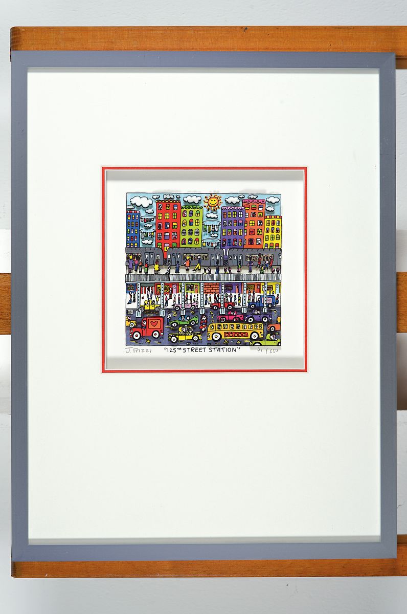 Detail k: James Rizzi, 1950-2011, Titel: "125 street station, 3-D Konstruktion, handsign., num. 41/350, unter Glas gerahmt, Motiv ca. 12,5x12,5 cm, gesamt ...