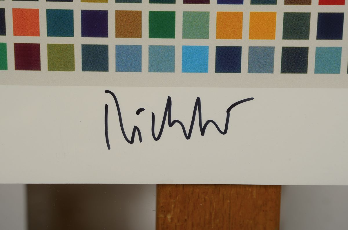 Detail a: Gerhard Richter, geb. 1932 in Dresden, "1024 Farben", Offset-Lithografie, handsign., zwischen doppeltem Plexiglas gerahmt, Motiv ca. 48x48 ...