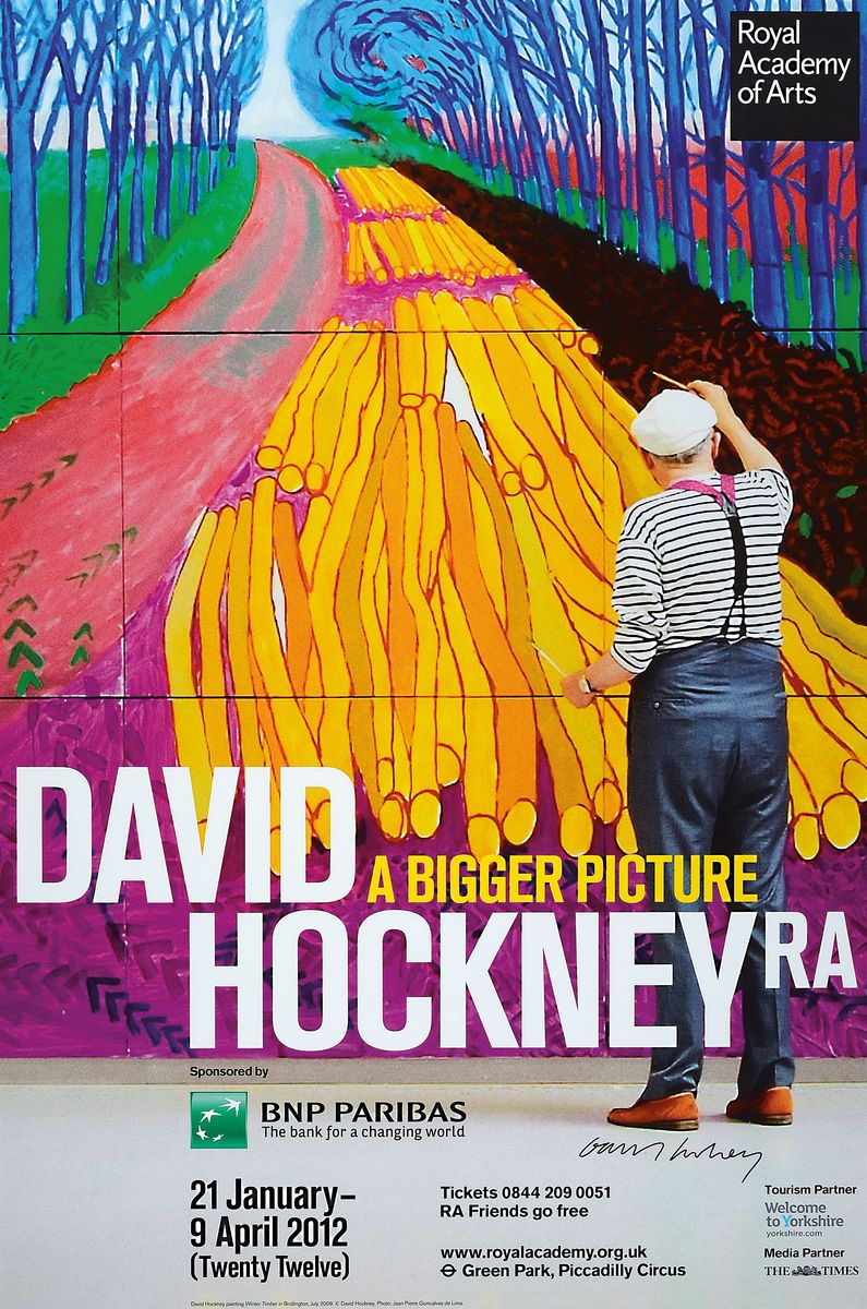 David Hockney, geb. 1937 in Bradford, "Winter Timber", Offset-Lithografie, handsign., unter doppeltem Plexiglas gerahmt, Motiv ca. 80x55 cm