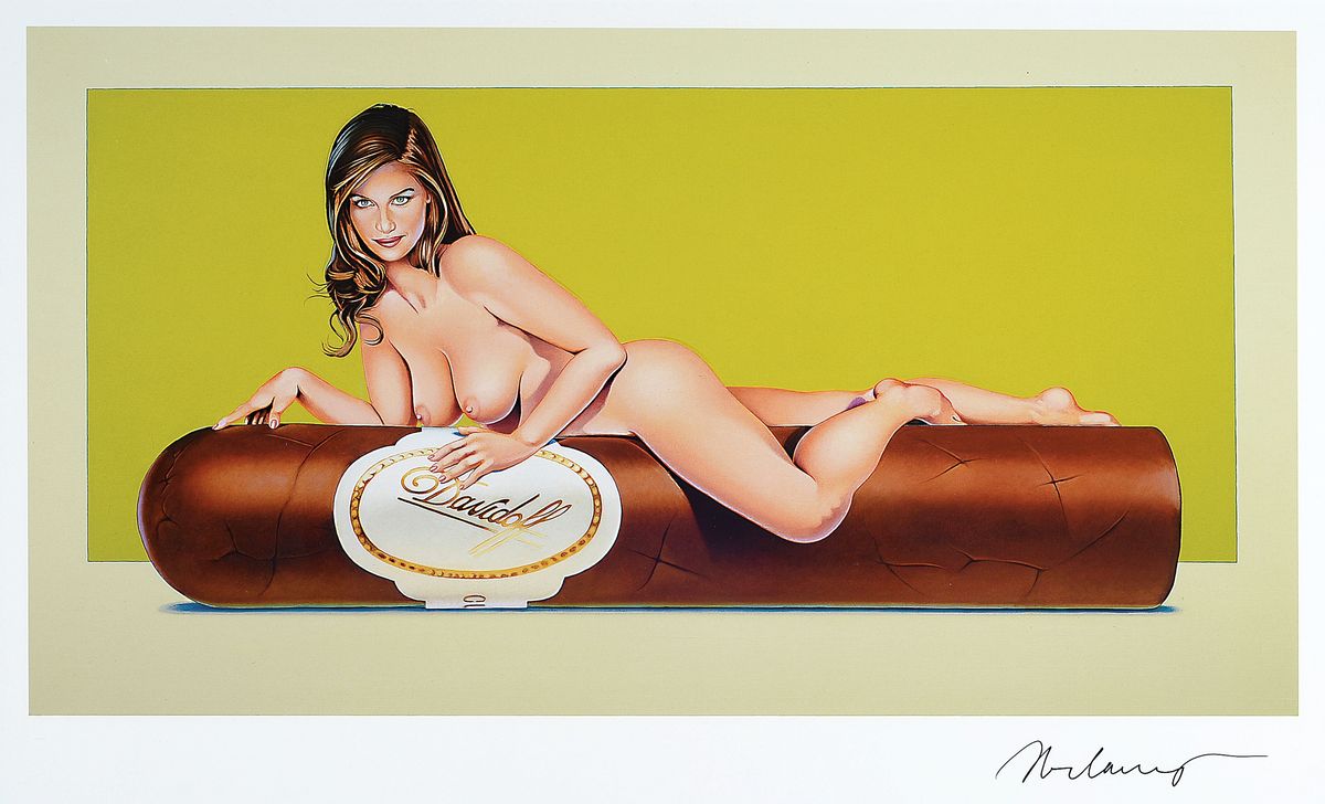Mel Ramos, 1935-2018, "Hav-A-Havana", Offset-Lithografie,Kalenderblatt aus dem Jahr 2005, handsign., zwischen doppeltem Plexiglas gerahmt, ...
