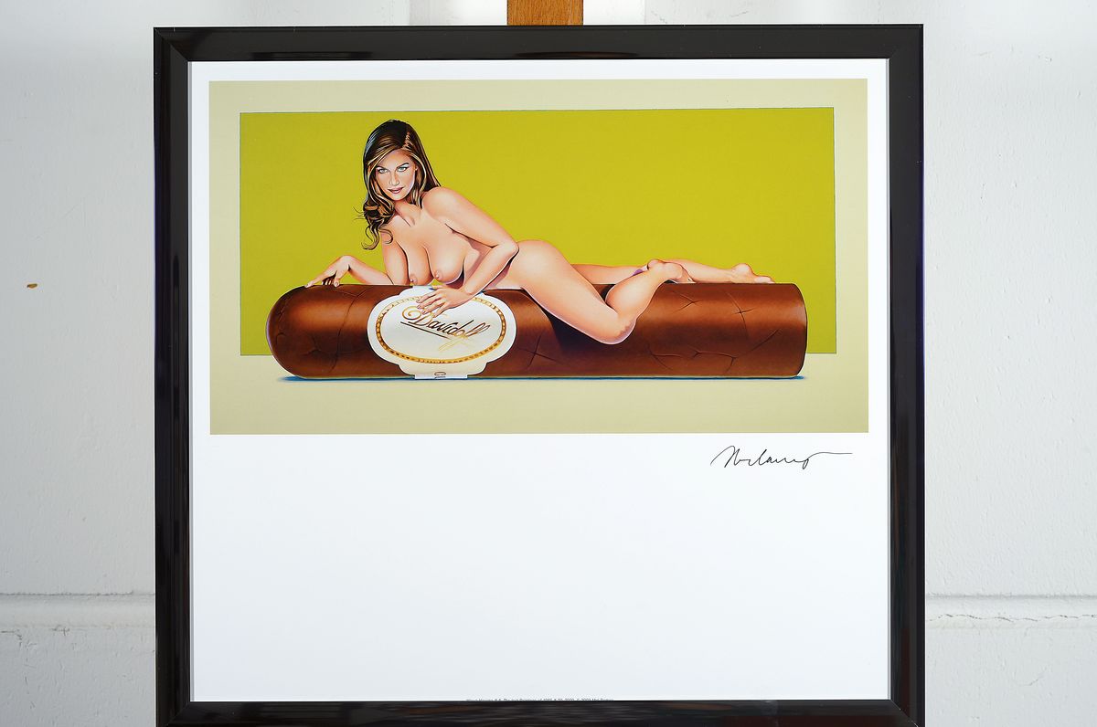 Detail k: Mel Ramos, 1935-2018, "Hav-A-Havana", Offset-Lithografie,Kalenderblatt aus dem Jahr 2005, handsign., zwischen doppeltem Plexiglas gerahmt, ...