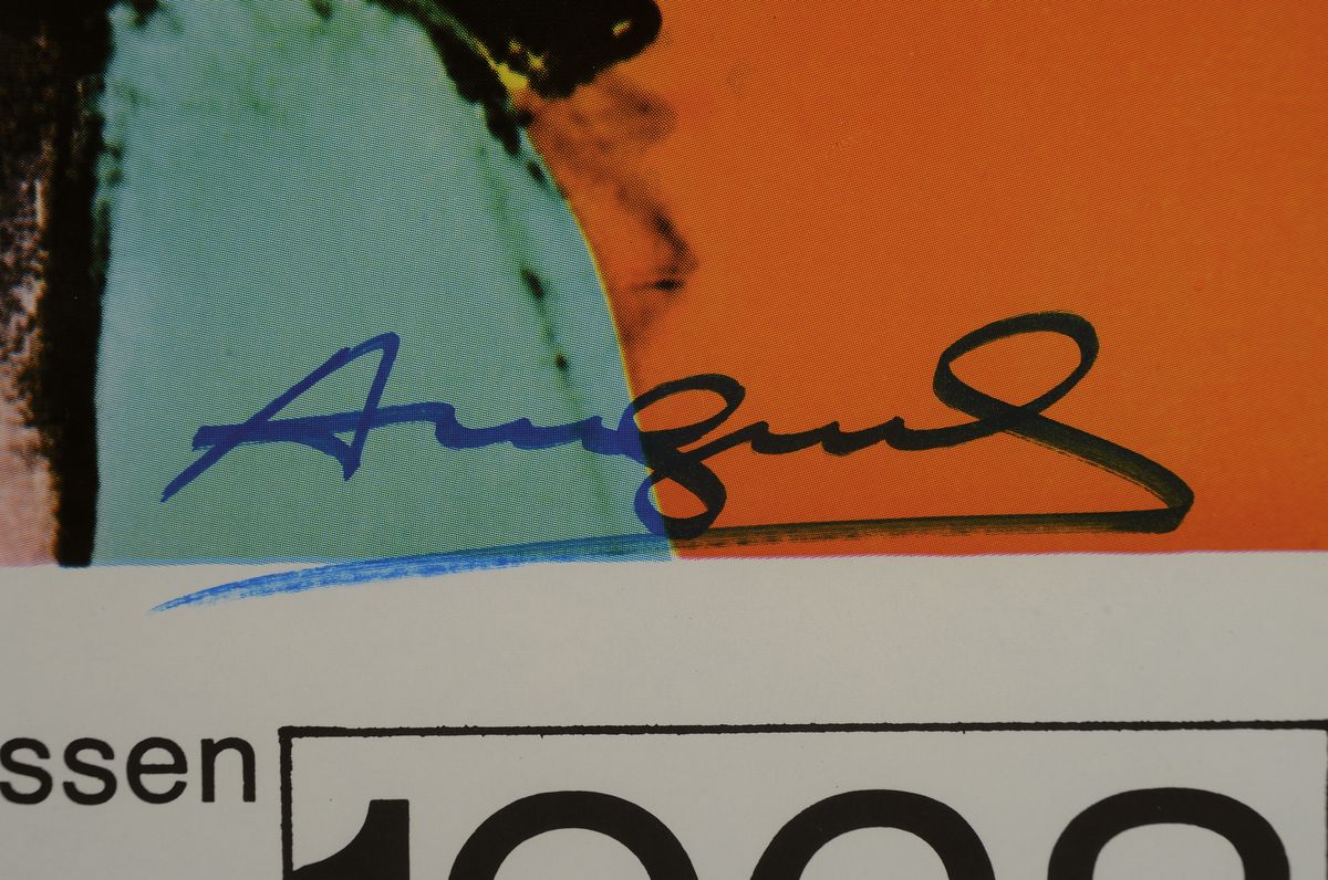 Detail a: Andy Warhol, 1928-1987, "Marilyn Monroe", Offset-Lithografie, handsign ., Städt. Kunsthalle Düsseldorf 1969, zwischen doppeltemPlexiglas ...