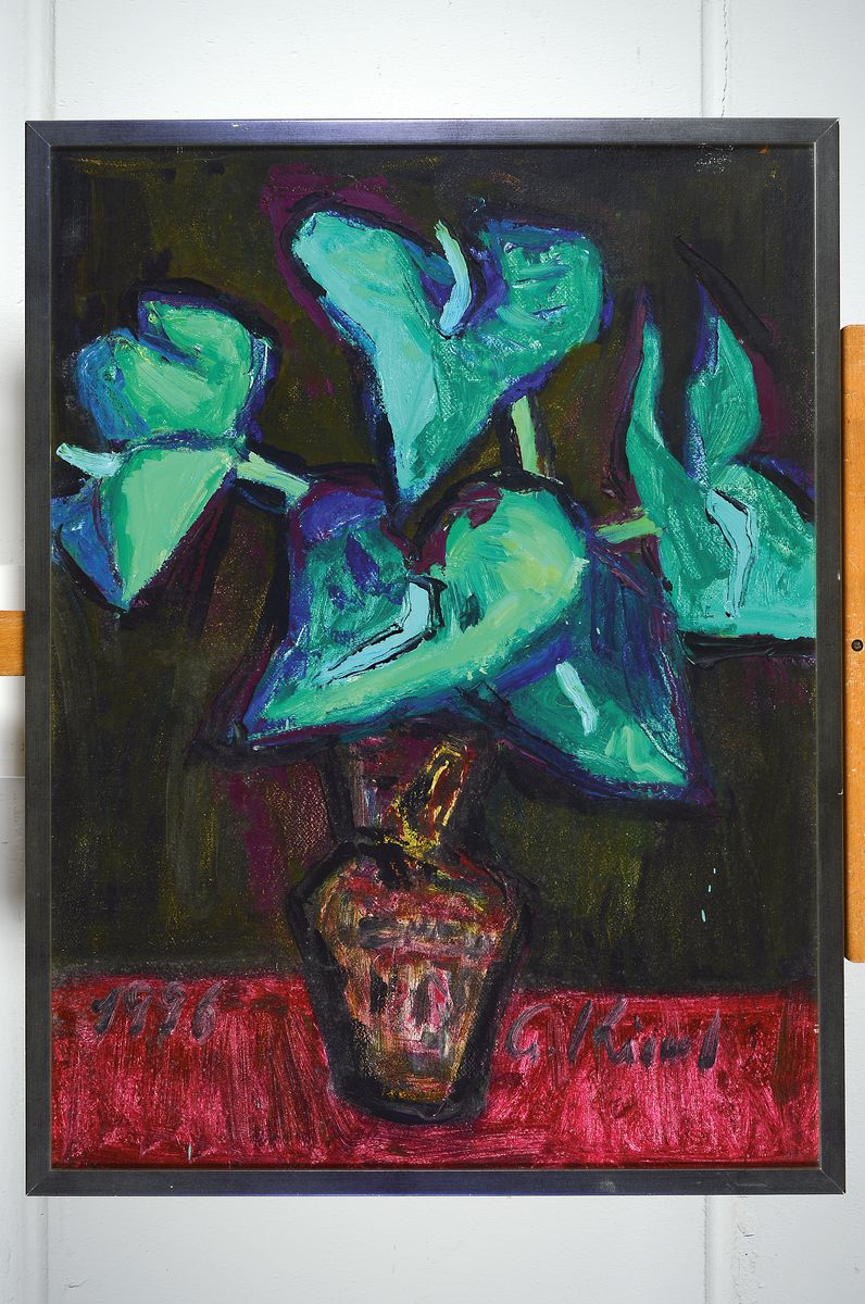 Detail k: Gernot Kissel, 1939-2008, Blumenstilleben, Öl/Lwd, sign., ca. 84x63 cm, R.