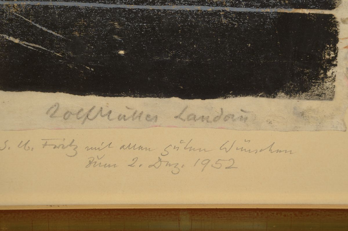 Detail a: Rolf Müller-Landau, 1903 - 1956, Monotypie auf Japan-Papier, Gruss aus Hellas, num. 16/23, handsigniert und bezeichnet, auf PP mit Widmung und dat. ...