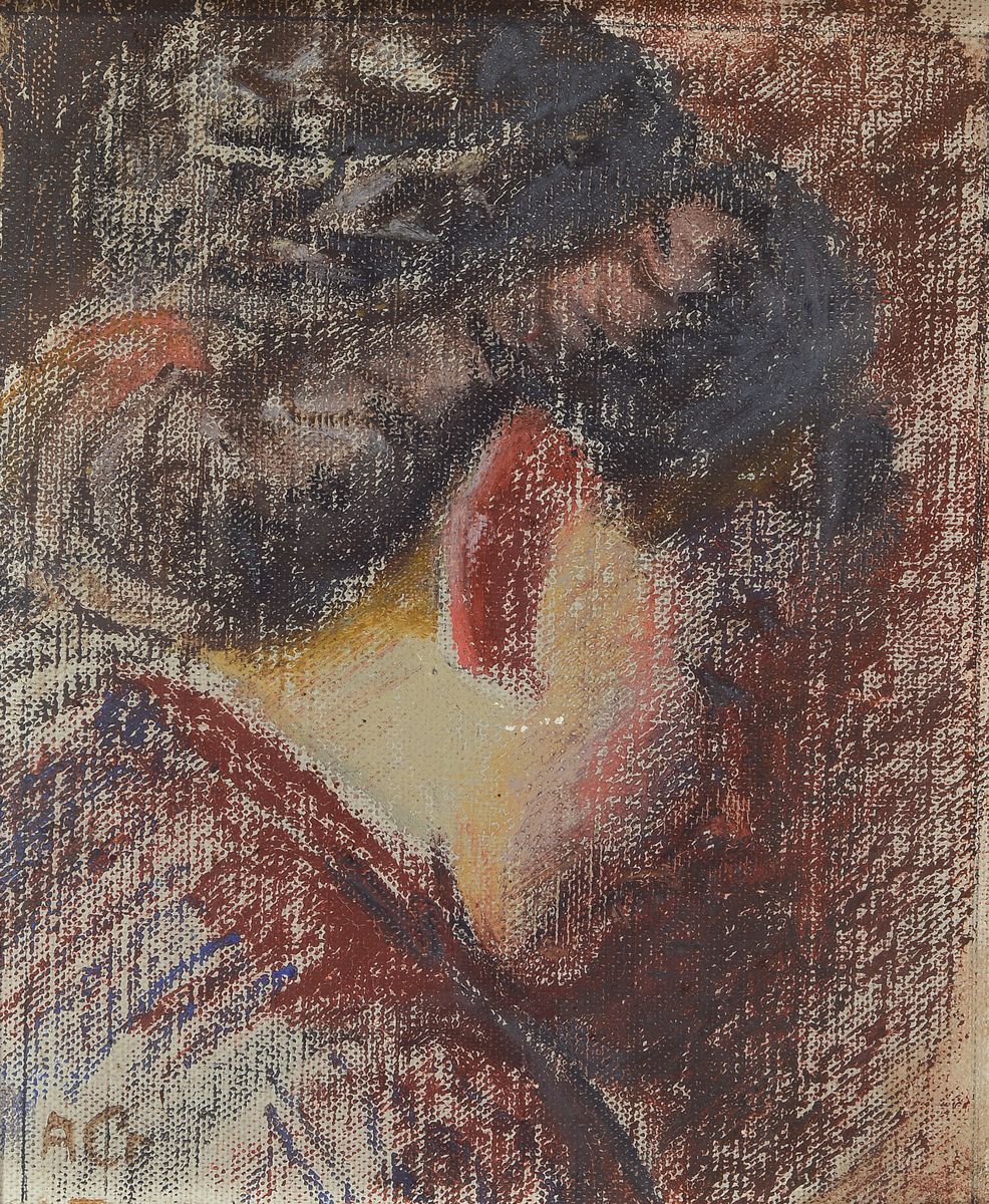 August Croissant, 1870 Edenkoben - 1941 Landau, gekonnte Augenblicksstudie der Ehefrau Emilie, geniale Andeutung der charakteristischen Punkte für ...
