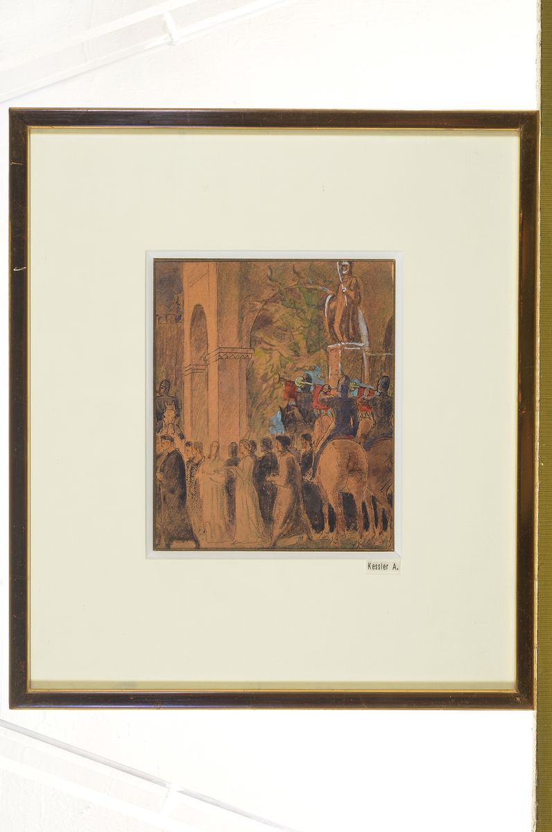 Detail k: Adolf Kessler, 1890 Godramstein - 1974, Schüler von Julius Diez, Studium an der Akademie München, Vorstudie zu dem Salierfries in Annweiler, ...